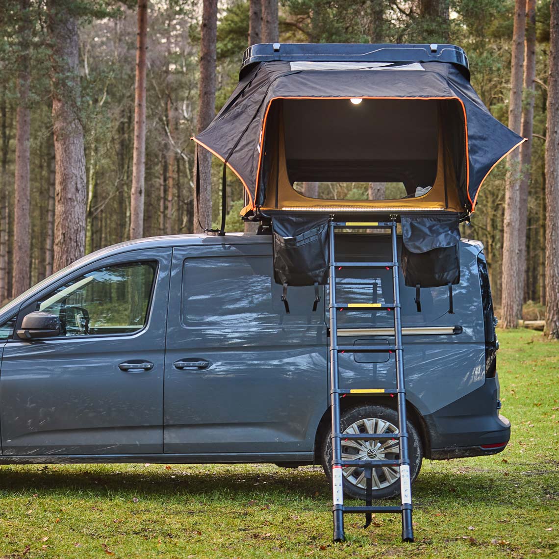 Lofti Betty rooftop tent open with ladder